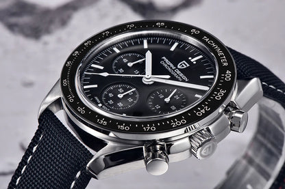 Reloj PAGANI DESIGN Moon: cronógrafo de cuarzo de lujo para hombre, estilo deportivo, cristal de zafiro con tratamiento antirreflectante, esfera luminiscente