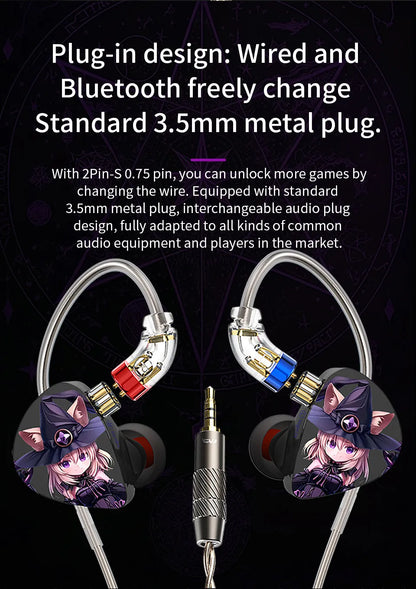 CVJ Nightelf in ear earphones Dual-channel three-unit  3.5mm metal plug earphone with silver-plated wire rod