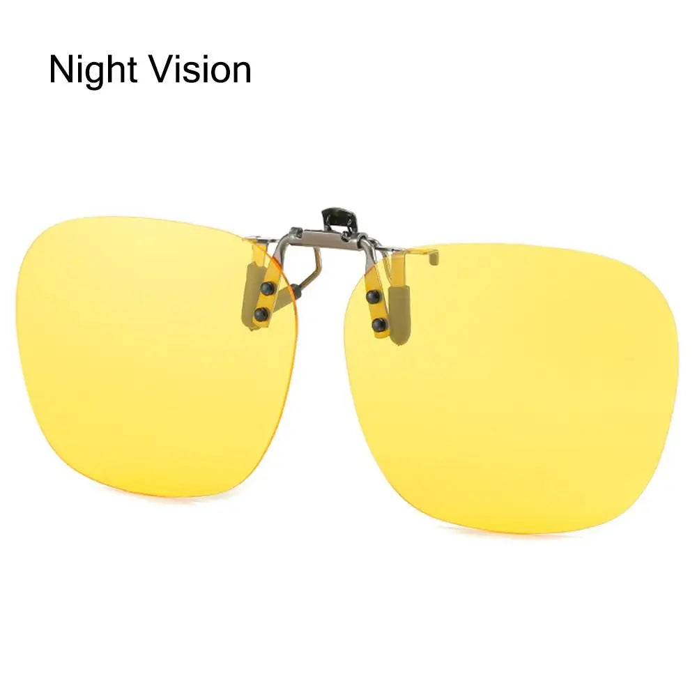 Metal Clip Clip-On Polarized Sunglasses Convenient Rimless Flip-up Sun Glasses for Prescription Glasses UV400 Polygonal Shades