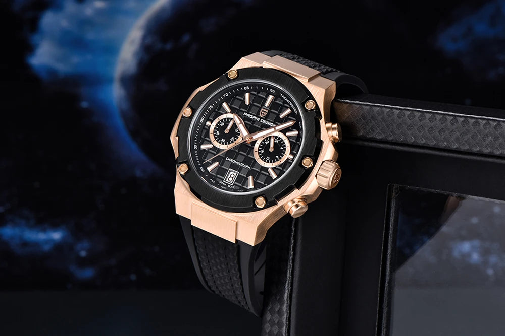 Relojes de cuarzo para hombre PAGANI DESIGN: cronógrafo deportivo de lujo, hermético, con agujas luminiscentes y cristal de zafiro con tratamiento antirreflectante