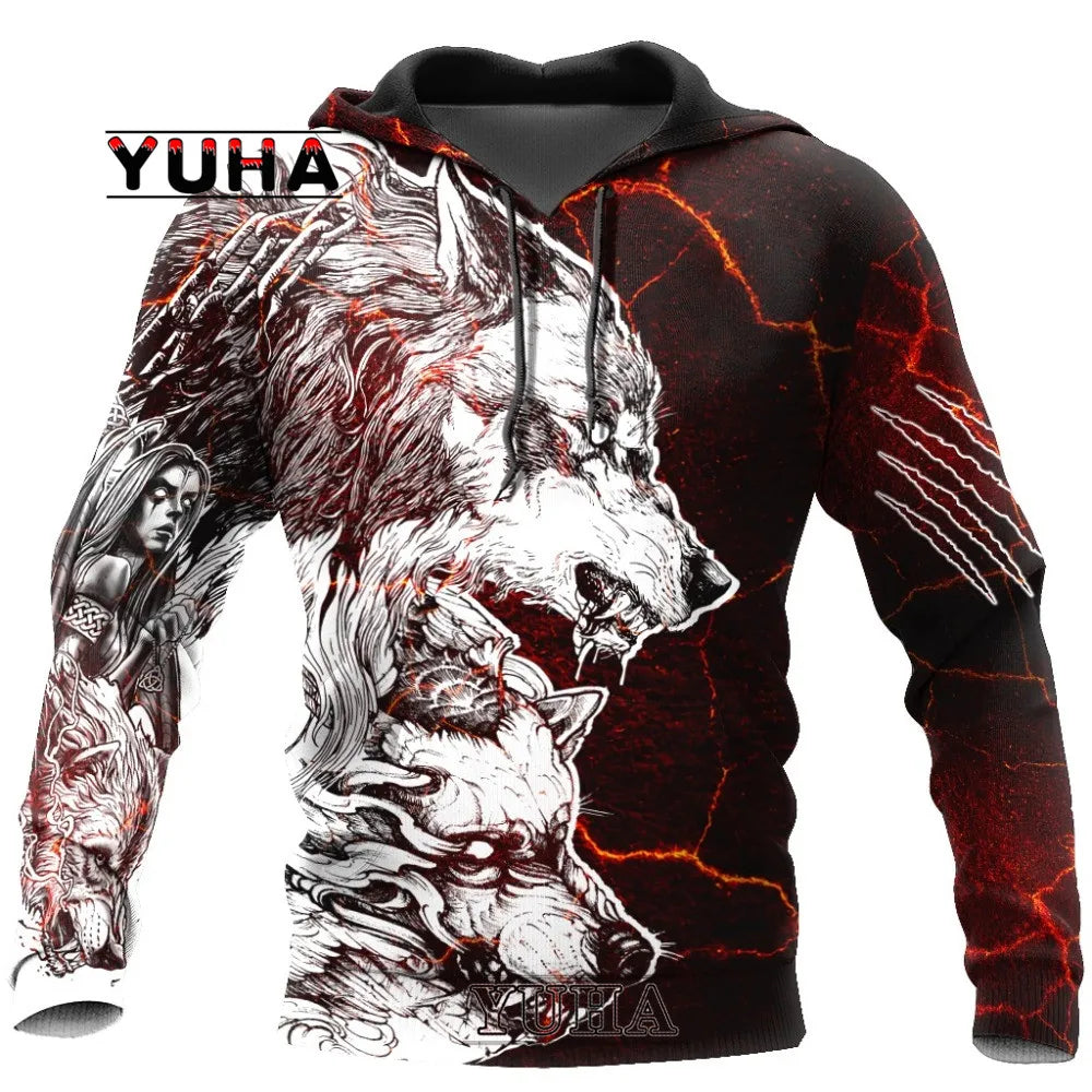 Wolf 3d Printed Hoodies Unisex Cool  Pullover Animal Graphic Sweatshirt Men’s Street Wear