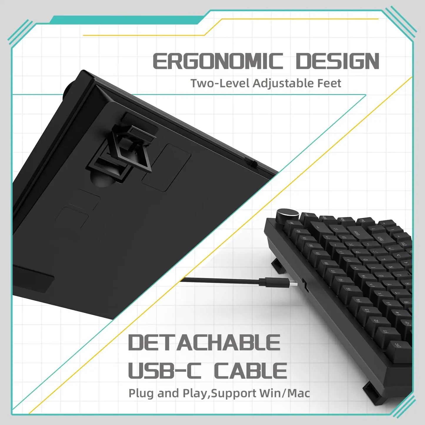 AJAZZ AK820 Rotary Volume Buttons Hot-Swappable Keys For Office AndHome Mechanical Keyboards DIY