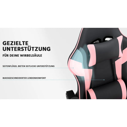Ergonomic Computer Gaming Chair with Waist Support, Breathable PU Leather Office Chair, Seat Height and Backrest Adjustable