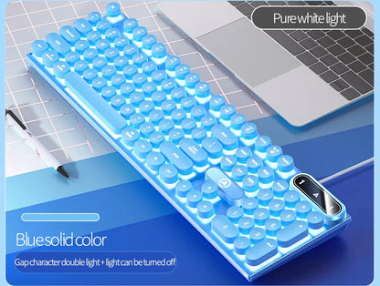 Typewriter Round 104 Keys Gaming Keyboard Wired Keyboard Color Matching Backlit Computer E-sports Peripherals for Desktop Laptop