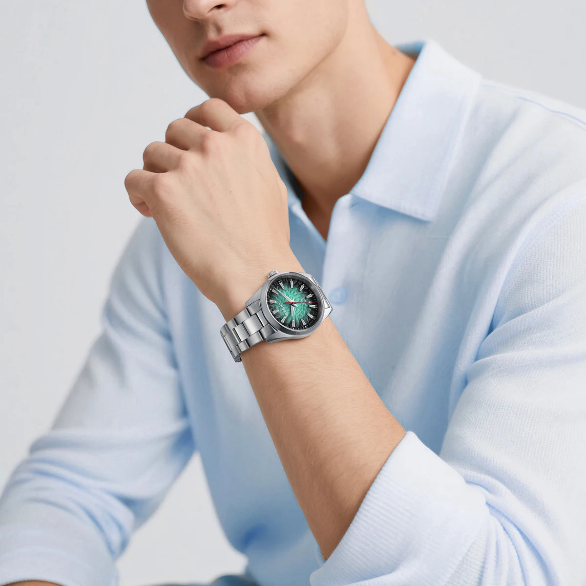 Reloj para hombre BERNY – Reloj de cuarzo, cristal de zafiro, agujas luminiscentes, resistente al agua hasta 10 ATM, fabricado íntegramente en acero inoxidable – Estilo elegante y desenfadado, ideal para el día a día o para ocasiones profesionales