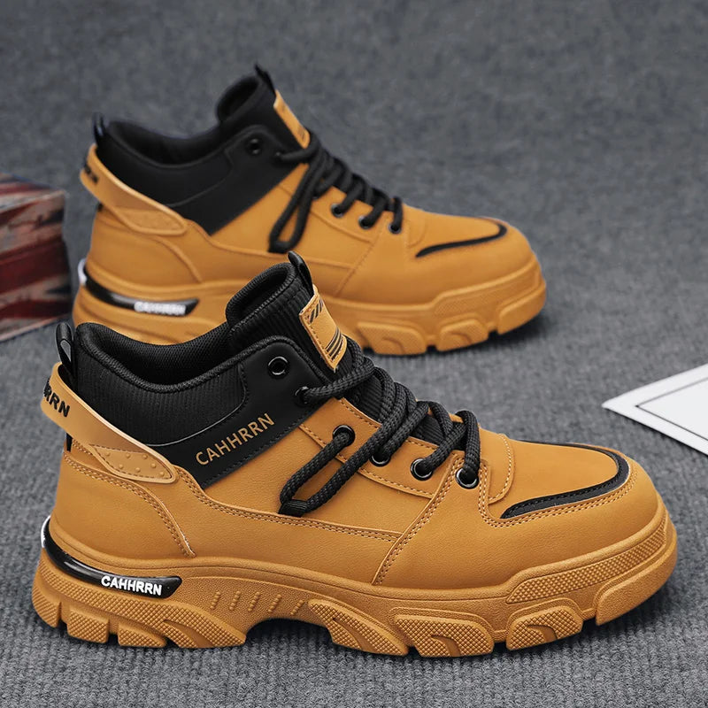 Bottes montantes Unky jaunes et noires 2026 pour hommes – Imperméables et résistantes à l'usure, idéales pour les adolescents du Golfe
