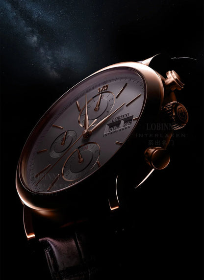 Luxury Brand Switzerland LOBINNI Perpetual Calendar Seagull Automatic Mechanical Men's Watches Sapphire Multi-function L13019-11