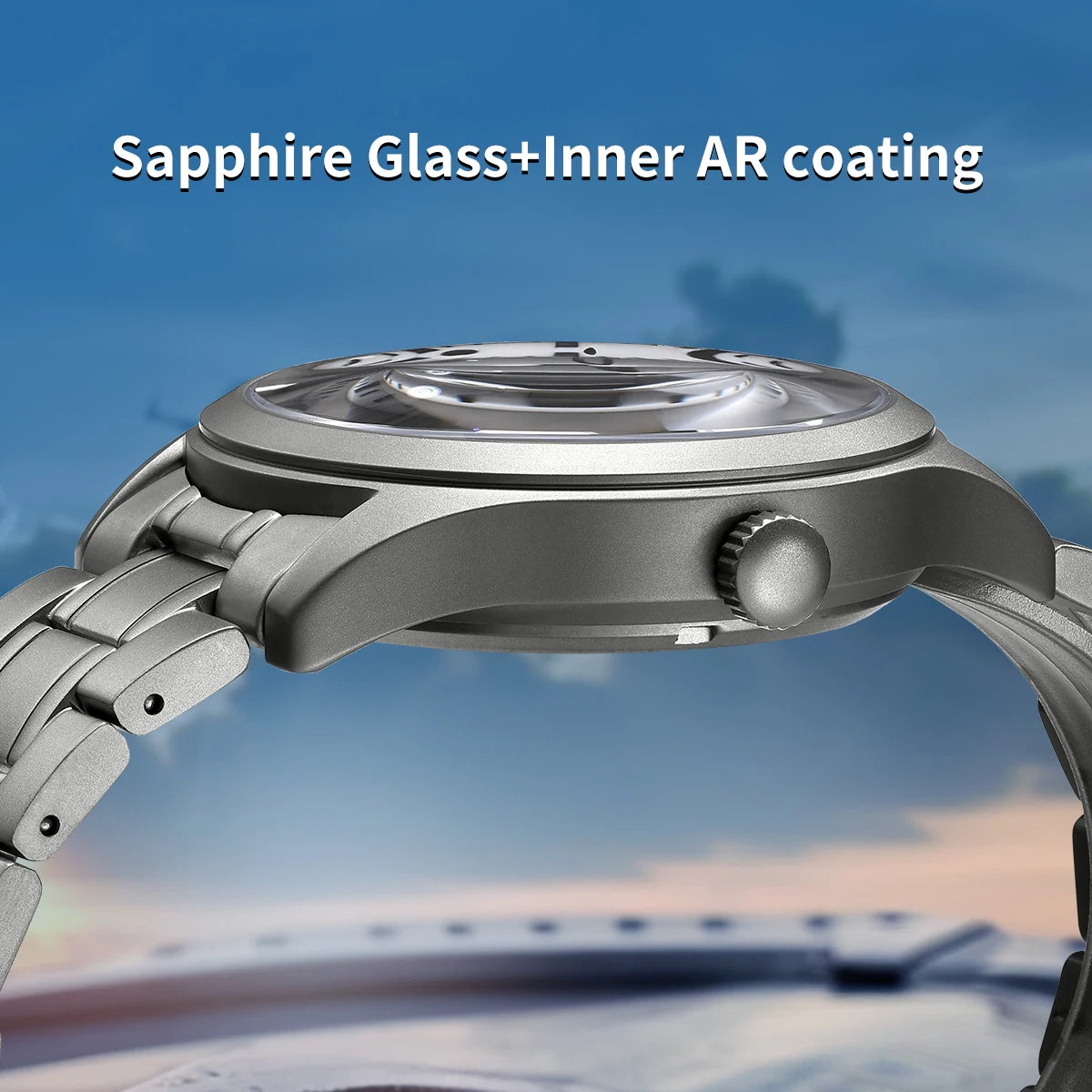 BERNY Aviation Top Titanium Mechanical Men Watch Sapphire AR Coating Supper Luminous 10Bar Sport Watch Titanium Aviation Watches