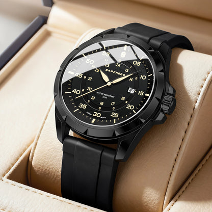 Reloj para hombre SAPPHERO: reloj de cuarzo de lujo, resistente al agua hasta 50 m, equipado con un mecanismo importado y una caja de acero inoxidable. Una idea de regalo ideal para hombre.