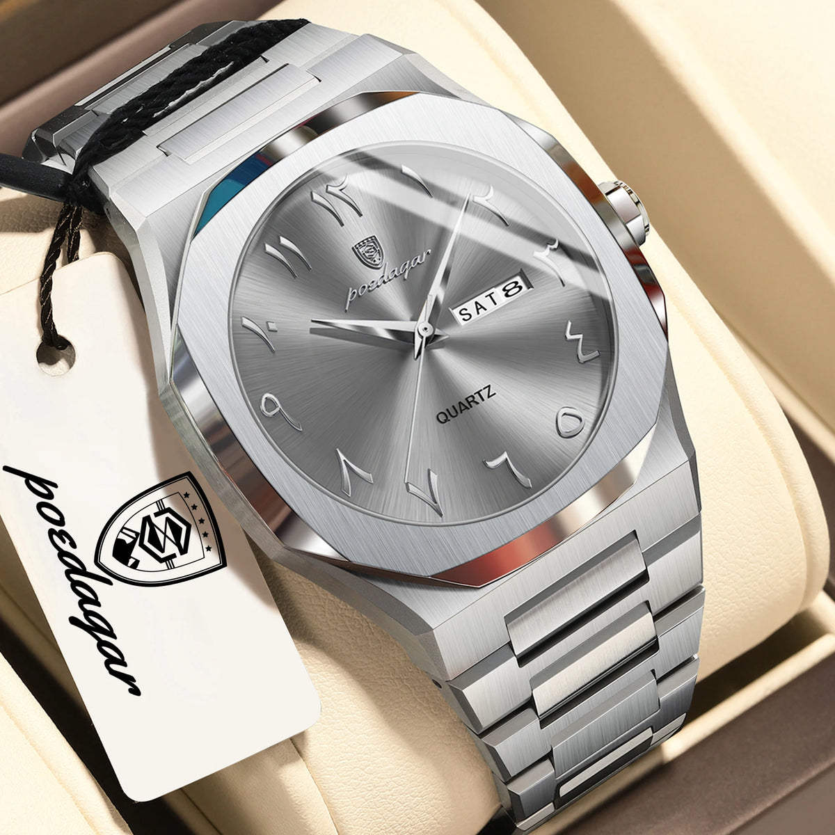 Reloj POEDAGAR de lujo para hombre, de cuarzo, resistente al agua, de acero inoxidable, reloj masculino con fecha y día de la semana, relojes de negocios para hombre, Reloj Hombre