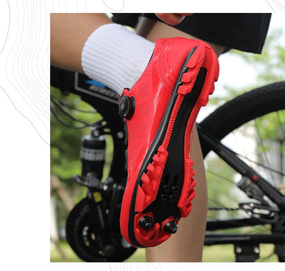Zapatillas de ciclismo para hombre y mujer, para bicicletas de carretera, competición y carrera, con sistema automático de bloqueo, zapatillas deportivas de ciclismo de velocidad compatibles con calas SPD