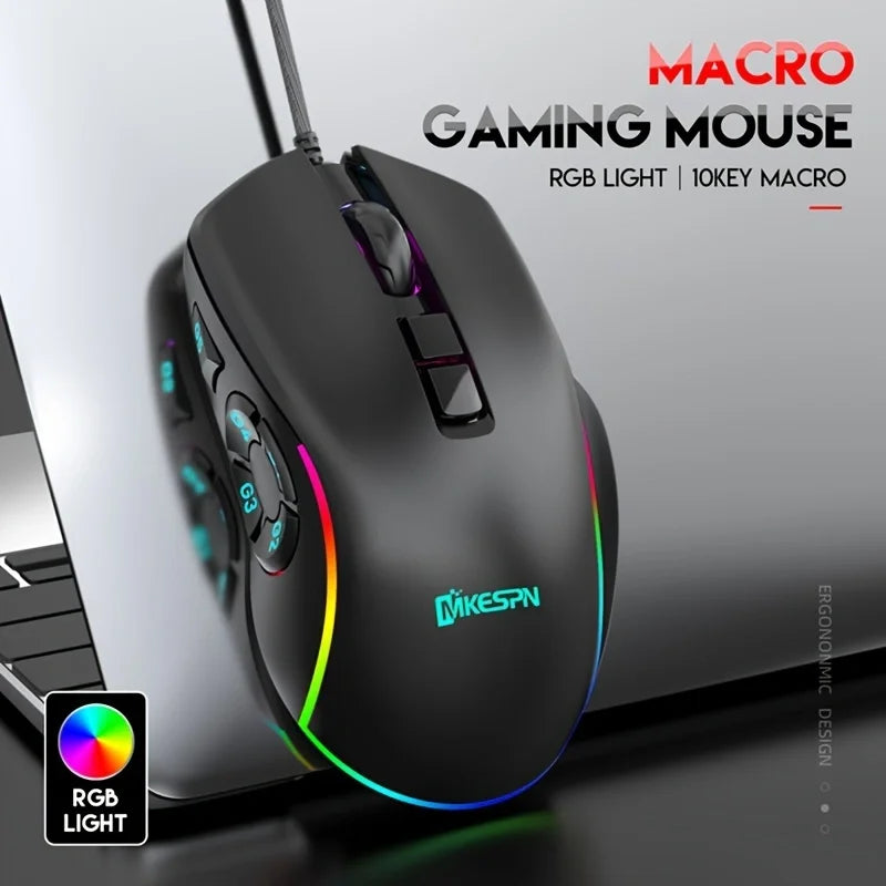 10 key macro programming custom RGB game wired mouse laptop desktop computer wired mouse external