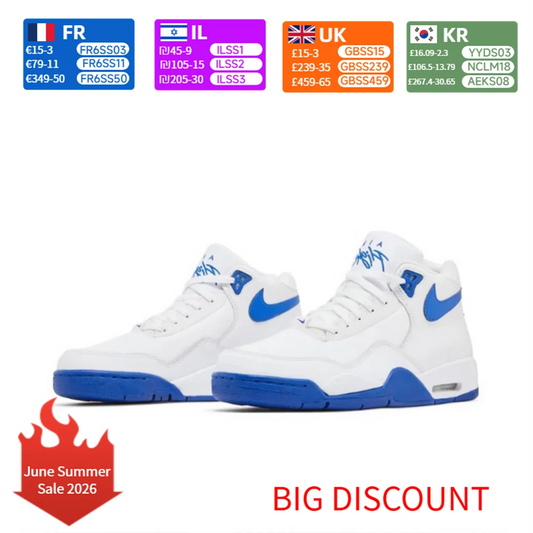 Nike Flight Legacy Comfortable and Versatile Mid-Top Retro Basketball Shoes Men's White/Blue BQ4212-103