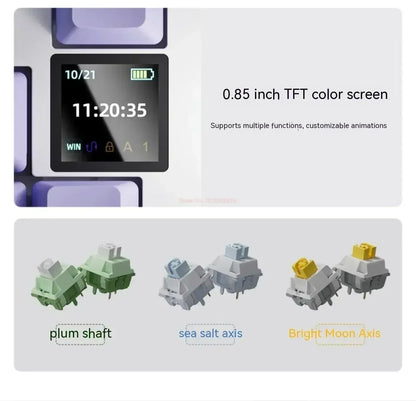 Ajazz Ak820 Pro Fessional Mechanical Keyboard Tft Screen Multifunctional Knob Game Keyboard 3 Mode Hot Plug Rgb Pad Office Gift