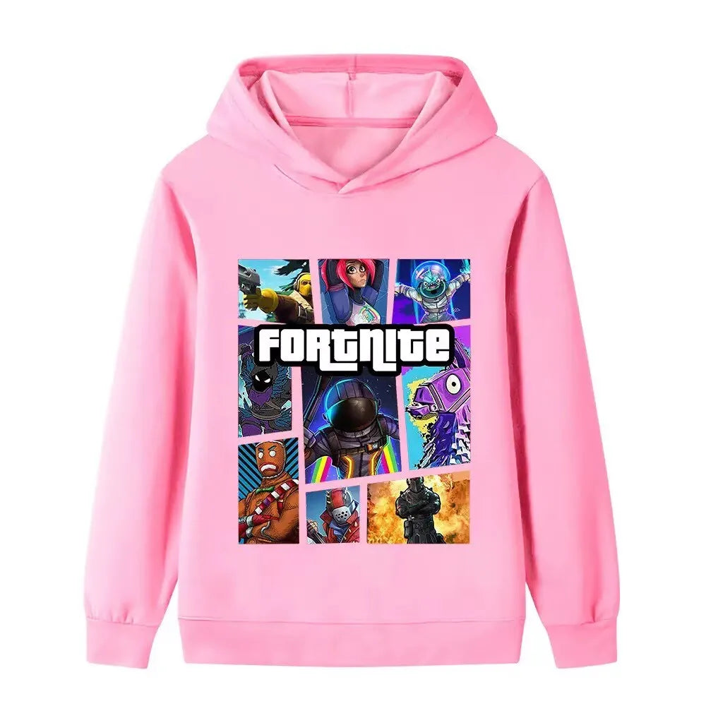 Sudaderas infantiles con estampado de Fortnite, estilo cartoon, cómodas y holgadas, con manga larga, para otoño e invierno