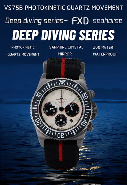 Tactical Frog FXD Titanium Quartz Watch VS75B Solar-powered Movement 20Bar Chronograph Sapphire Diving Watch BGW9 Luminous Watch