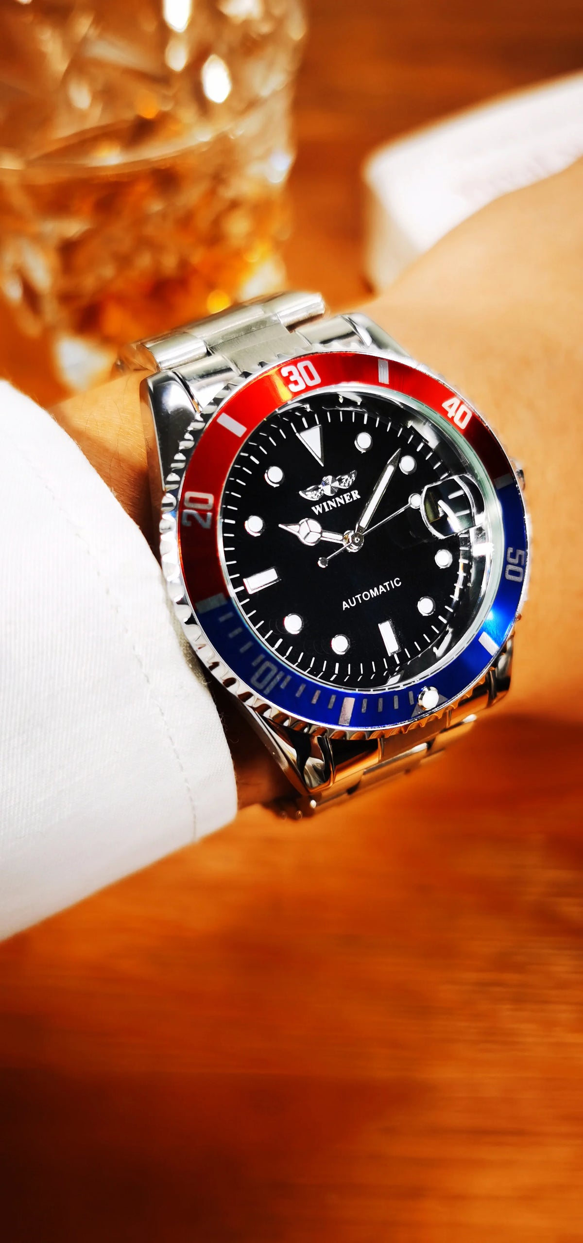 Reloj mecánico clásico para hombre: marca de lujo, estilo profesional, movimiento automático, bisel giratorio, esfera luminiscente, correa de acero