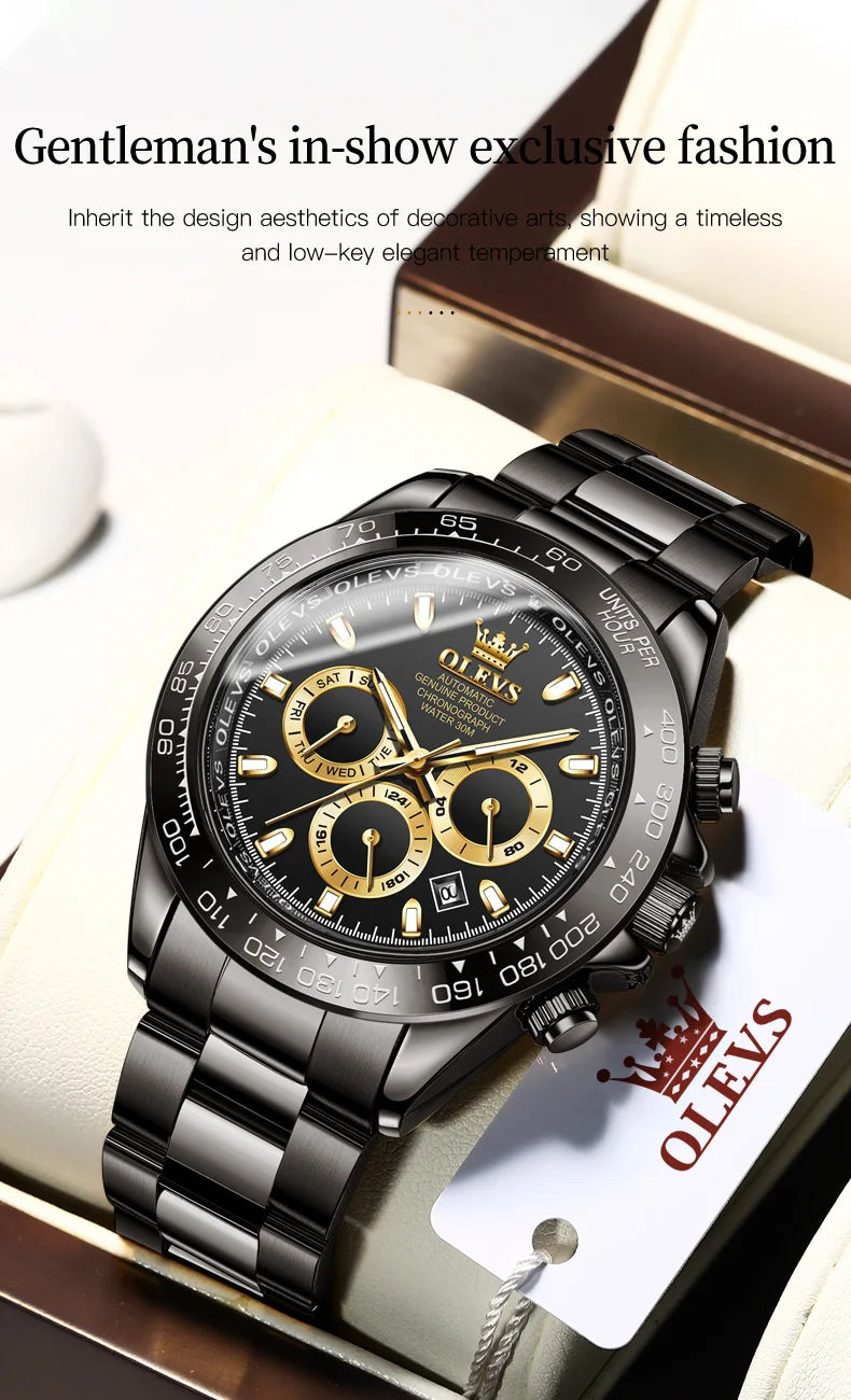 OLEVS 6638 Original Brand Classic Man Watch Luxury Automatic Mechanical Wrist Watches for Men Chronograph Waterproof Men's Watch