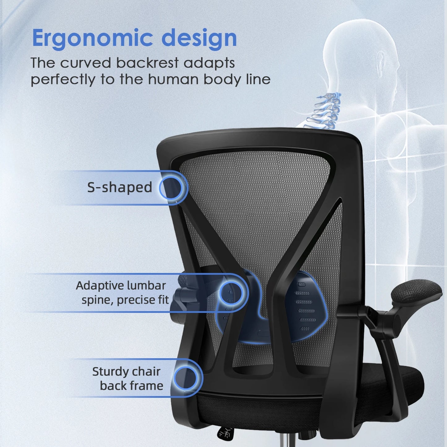 Daccormax Office chair Ergonomic Reclining 90°-125°, Desk chair with Lumbar Support, Computer chair Adjustable, living room chairs