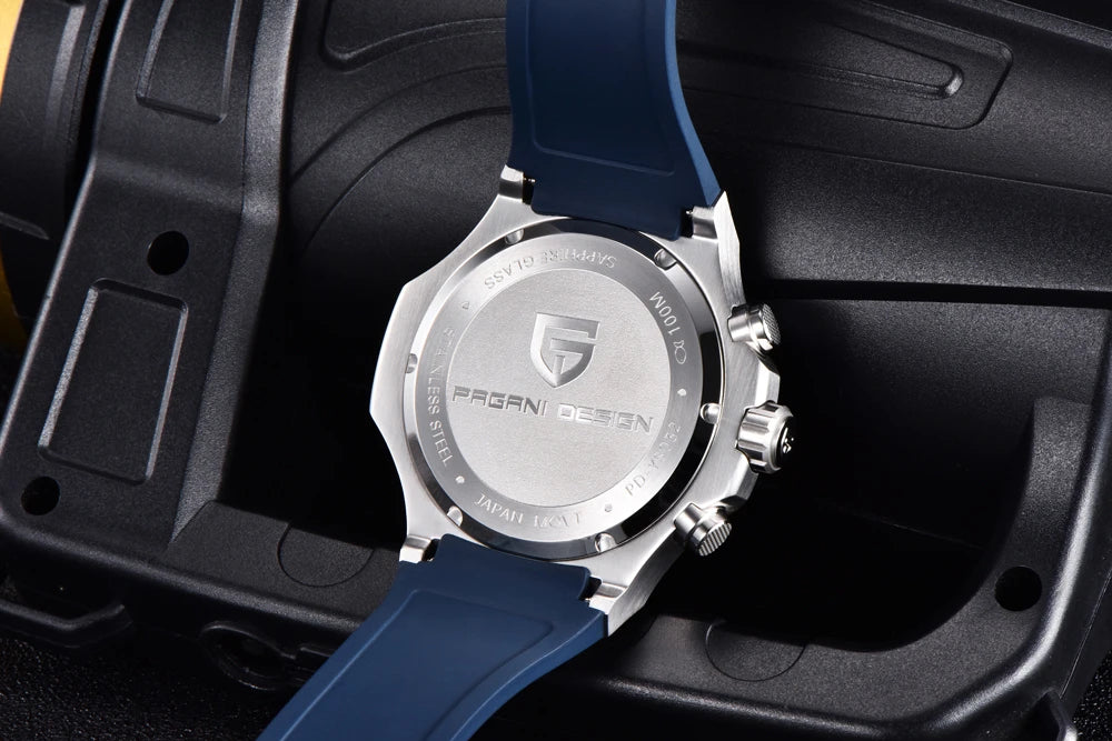Relojes de cuarzo para hombre PAGANI DESIGN: cronógrafo deportivo de lujo, hermético, con agujas luminiscentes y cristal de zafiro con tratamiento antirreflectante