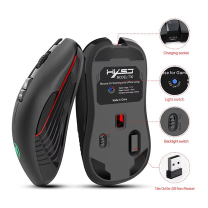 Rechargeable USB Wireless Mouse Right Hand Type-c Mouse for Laptop Computer Slient Click Backlit Gaming Mouse 3600cpi