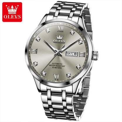 Reloj automático para hombre OLEVS 9946: reloj de pulsera mecánico de lujo, equipado con un calendario con indicador de fecha, ideal para hombres de negocios.