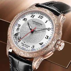 Montre mécanique automatique pour homme, modèle « Ciel étoilé » : design squelette, style constellation, boîtier en acier inoxydable, affichage en relief, fonction luminescente et étanchéité.