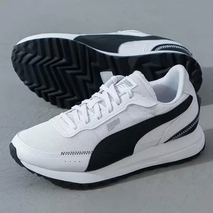 PUMA Baskets de course décontractées rétro légères en maille respirante blanches et noires antidérapantes 397432-05