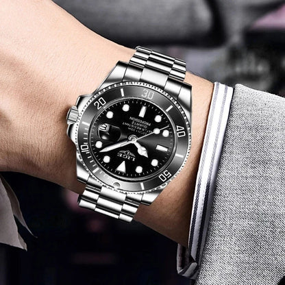 Montre de plongée de luxe pour homme, marque LIGE, étanche 3ATM, avec affichage de la date, montre à quartz sportive