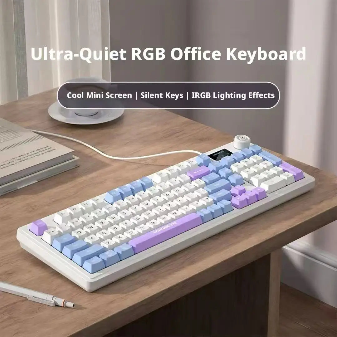 SANGEE Wired 98 Keys Keyboard Mouse Combo with LCD Screen Mechanical Feel RGB Backlit Silent Gaming Office Kit for PC Laptop
