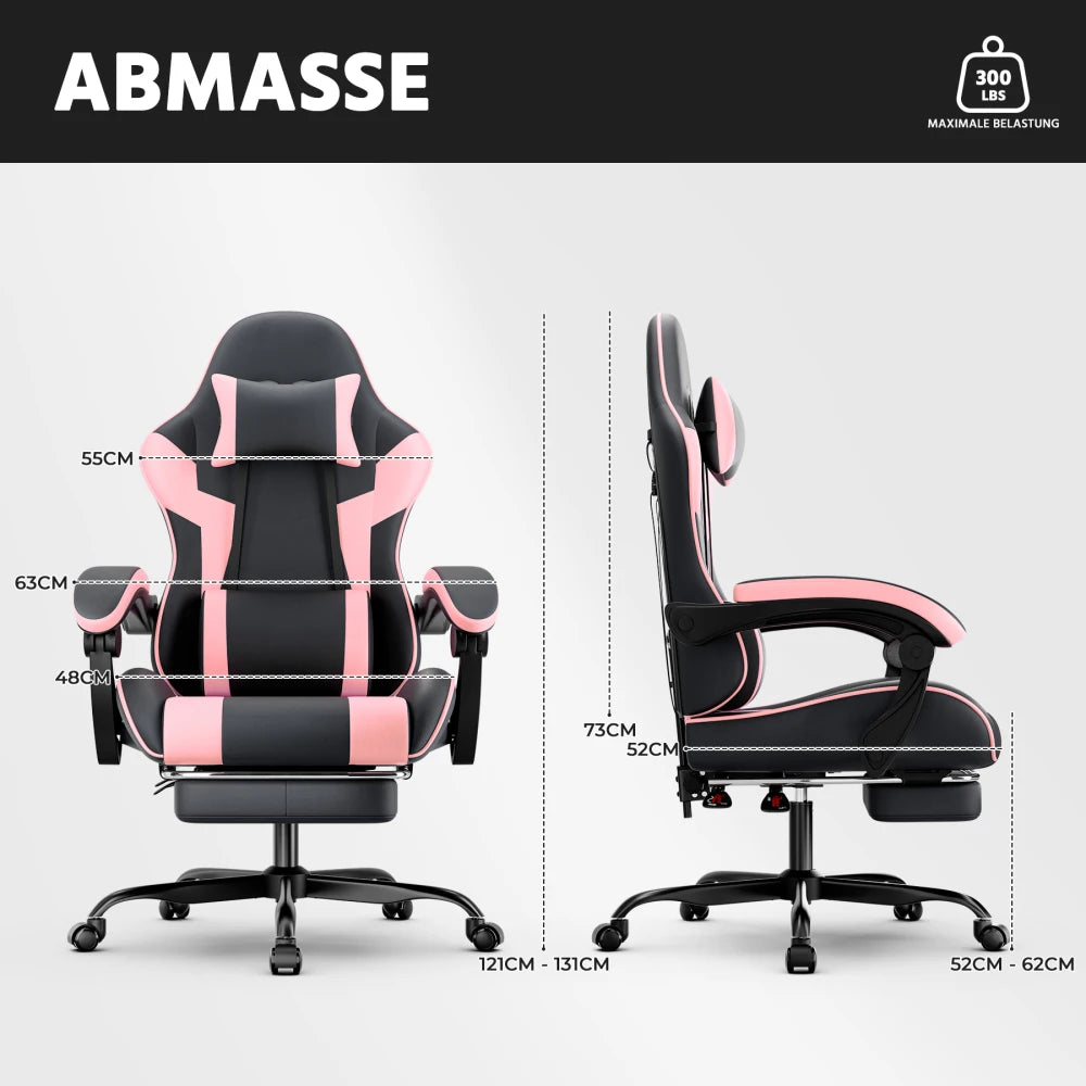 Ergonomic Computer Gaming Chair with Waist Support, Breathable PU Leather Office Chair, Seat Height and Backrest Adjustable