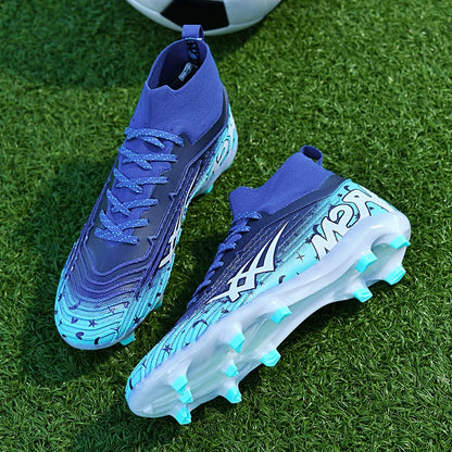 Chaussures de football pour hommes et femmes, chaussures de sport à crampons longs, idéales pour les étudiants, les matchs et l'entraînement.