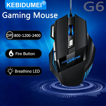 USB Wired Mouse 7 Button 2400DPI Gaming Mouse RGB Breathing Light Mecha Mice Ergonomic Optical Office Mice For Desktop Laptop