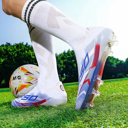 Nouvelles Chaussures de Football pour Hommes – Crampons d'Extérieur pour Entraînement sur Gazon – Baskets Mi-Montantes Légères Antidérapantes de Haute Qualité – Meilleures Ventes
