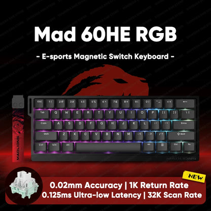 Madlions mad60he Mad60 Mad68 HE Mechanical Keyboard Magnetic Switch Mad60he Wired Game Keyboard Rapid Trigger Rgb Keyboard