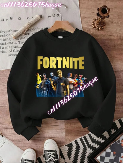 Fortnites Series Kids Sweatshirts Trendy Boys Girl Long Sleeves Pullover Tops Autumn Winter Cartoon Child Clothes Birthday Gifts