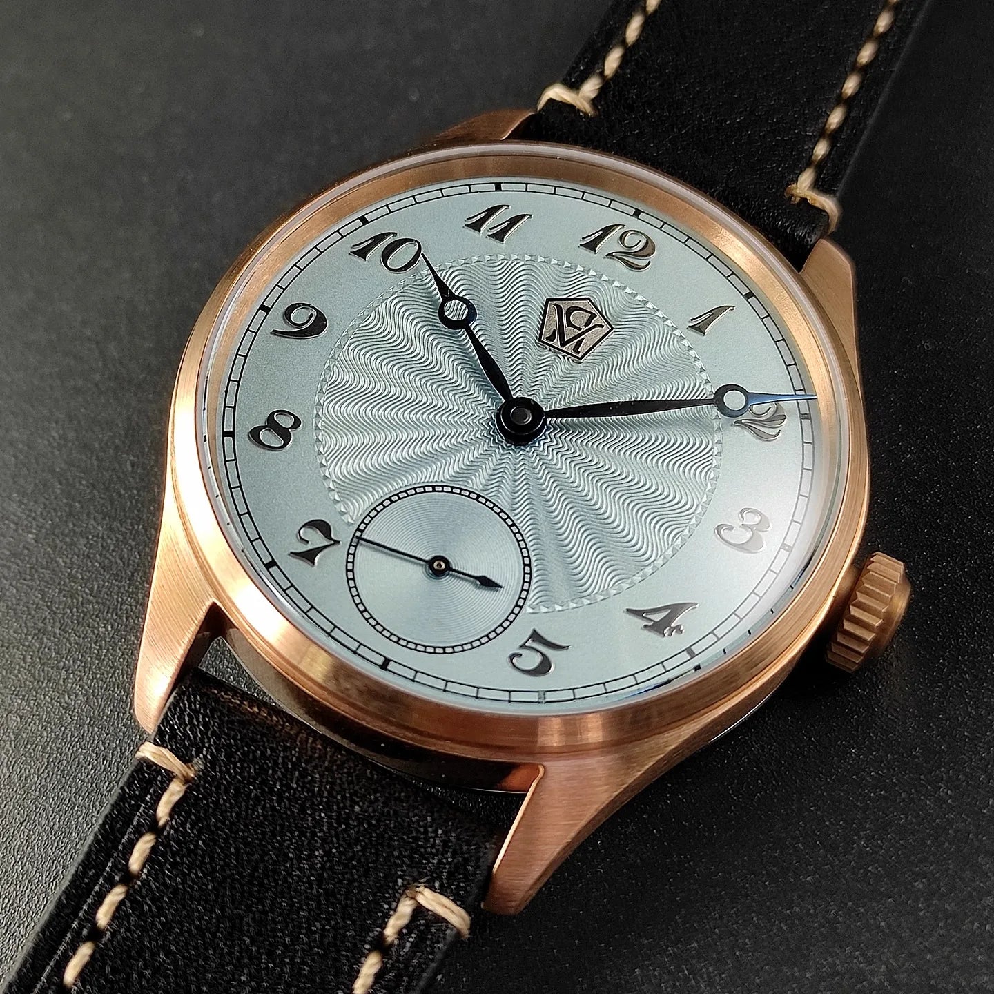 40.5 Men's Manual Mechanical Watch Tin Bronze Guilloché Surface Three-Dimensional Silver Nail Roasted Blue Needle Seagull ST3621