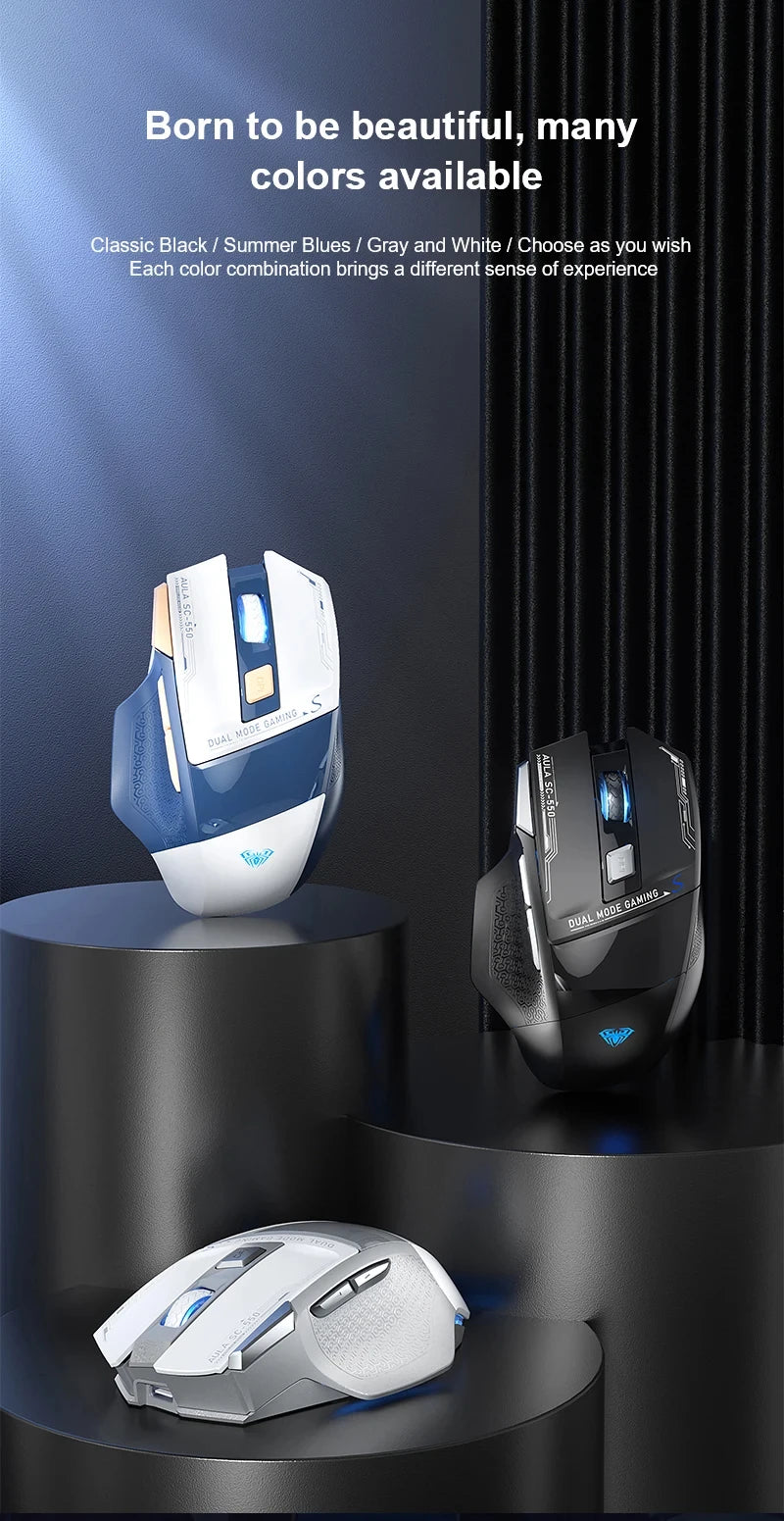 AULA SC550 Wireless Gaming Mouse Dual-mode Rechargeable Luminous Mechanical gaming mouse for Desktop/laptop E-sports USB Mouse