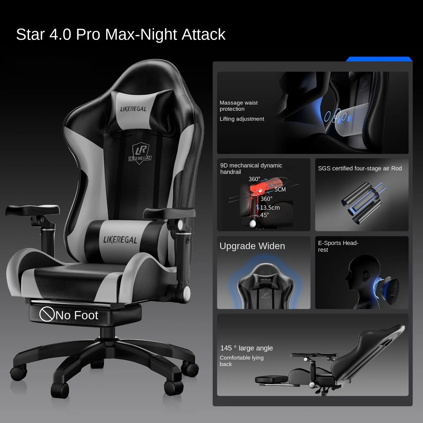 New Gaming Chair 9D Mechanical Dynamic Armrests 3D Lumbar Support Wide Seat Ergonomic Chair Gaming  Live Streaming  Swivel Chair