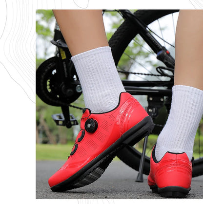 Zapatillas de ciclismo para hombre y mujer, para bicicletas de carretera, competición y carrera, con sistema automático de bloqueo, zapatillas deportivas de ciclismo de velocidad compatibles con calas SPD