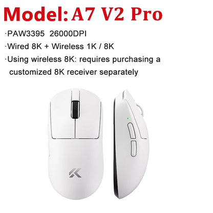 MCHOSE A7 V2 Ultra / Pro Lightweight Wireless Gaming Mouse Dual 8000Hz PAW3950 TI 42000DPI Mice For PC E-sports Gamer