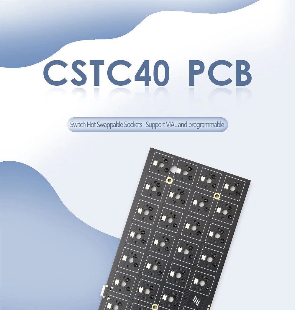 CSTC40 40 RGB 40% Hot Swappable Mechanical Keyboard PCB Programmed VIA VIAL software Macro Firmware RGB Switch Type C Planck