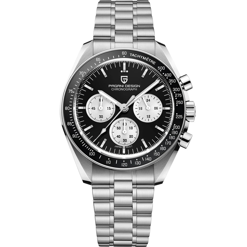 Reloj PAGANI DESIGN Moon: cronógrafo de cuarzo de lujo para hombre, estilo deportivo, cristal de zafiro con tratamiento antirreflectante, esfera luminiscente
