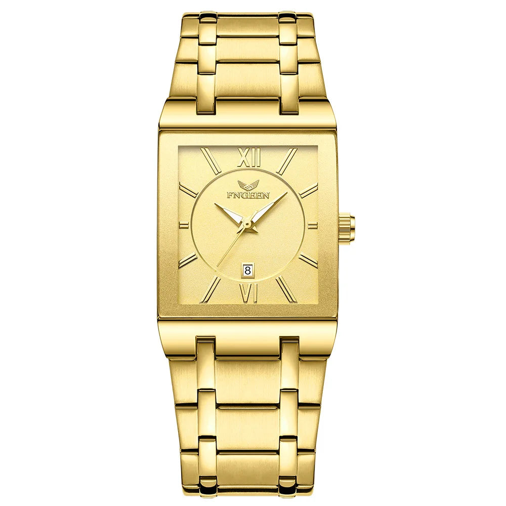 Montre-bracelet de luxe BINBOND à quartz précis pour homme, lumineuse, étanche, date automatique, en acier inoxydable durable, style décontracté.