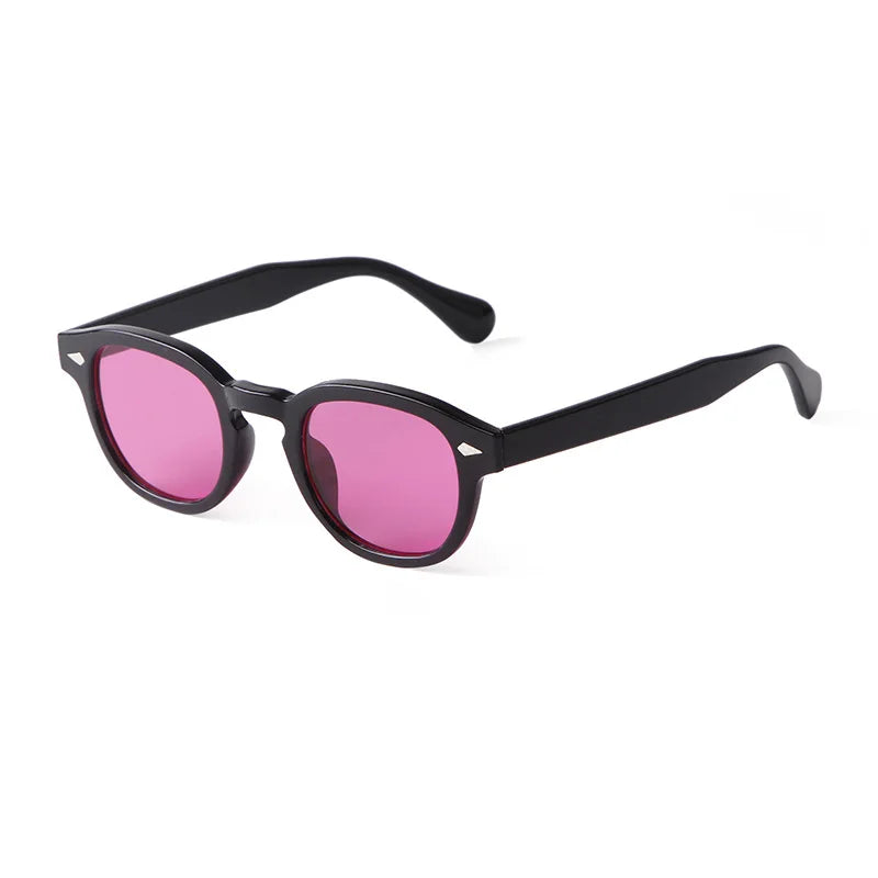 JNPCXI Vintage Round Sunglasses Women Men Retro Rivet Blue Gradient Female Sun Glasses UV400