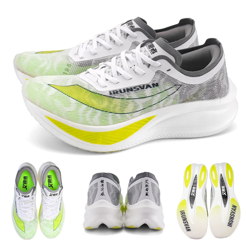 IRUNSVAN Men Running Shoes Breathable Sports Shoe Lightweight Marathon Carbon plate Sneaker Casual Comfortable Athletic Training