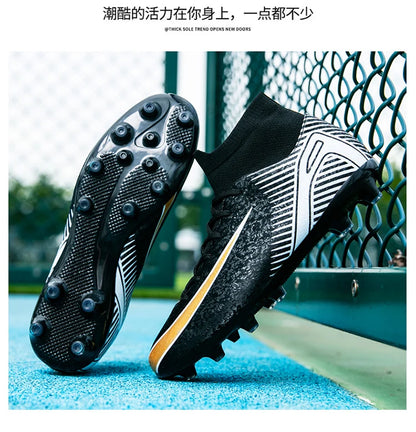High Top Football Boots Men's Large Size 47 Training Sports AG Long Nail TF Broken Nail Ball Shoes Net Lining Rubber Outsole
