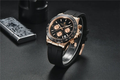 PAGANI DESIGN V2 40MM Reloj de cuarzo para hombre con esfera de meteorito, cristal de zafiro, cronógrafo retro y resistente al agua