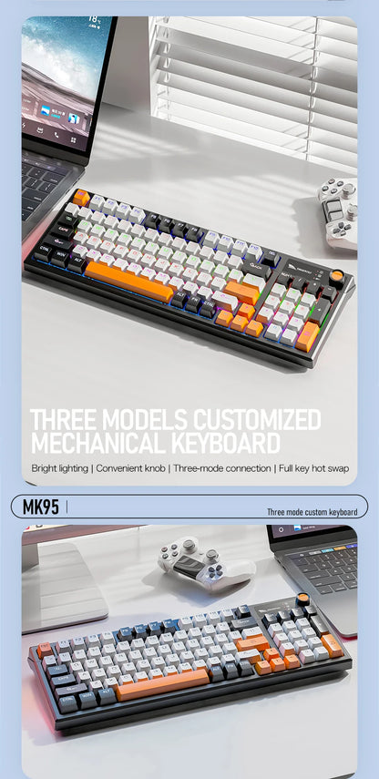 SMAILWOLF MK95 Bluetooth Wireless Three-Mode Mechanical Keyboard Korean Customized Office Gaming Laptop with RGB Lighting Effect