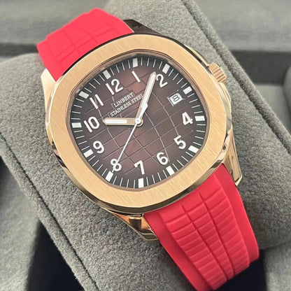 LINBERT2025 Rose Gold Fully Automatic Mechanical Men's Watch Genuine Luxury Brand Luminous Steel Waterproof Silicone Strap Watch